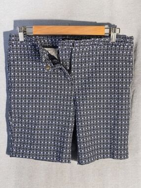 Mario Serrani Italy Shorts Womens Sz 12 Blue Black White Diamond Abstract Print